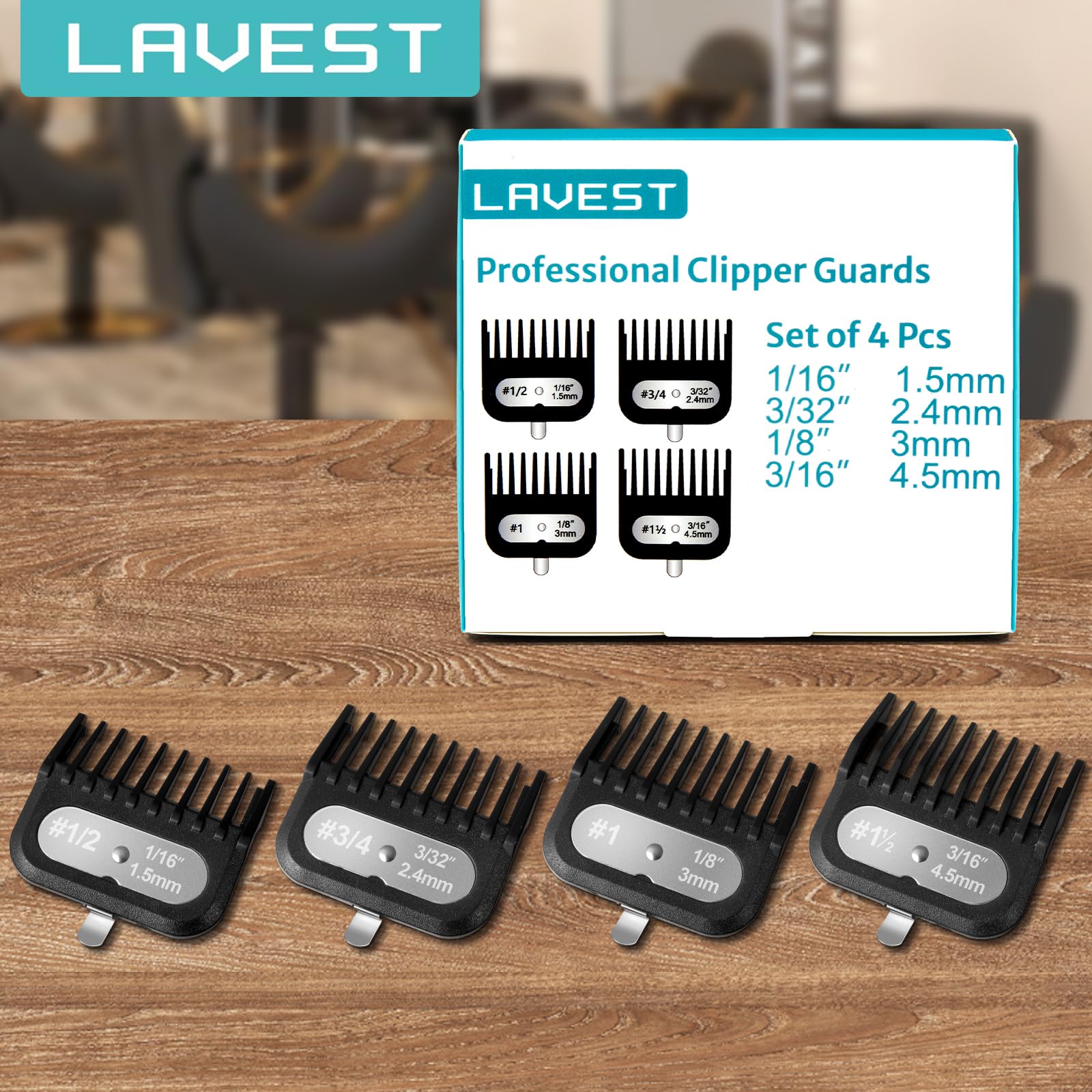 LAVEST clipper guards with metal clip for secure attachment.