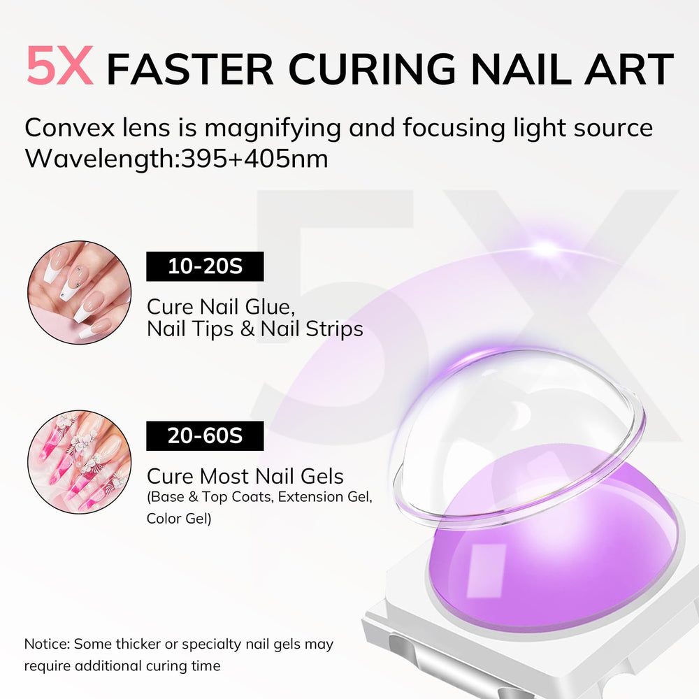 Lavinda mini nail lamp from the side view shows cordless portability for on-the-go nails.