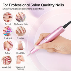 Lavinda cordless design enabling on-the-go nail sessions.