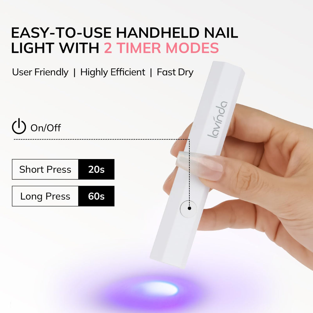 Lavinda UV LED nail dryer with USB charging for convenient power anywhere.