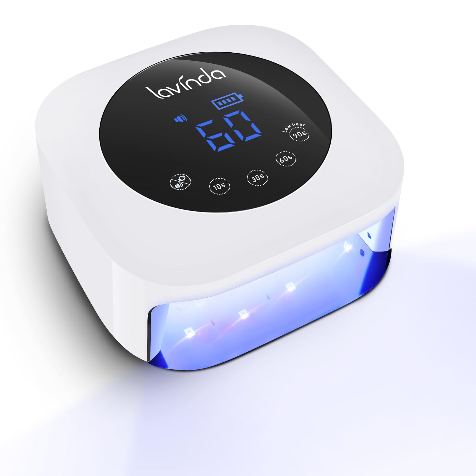 Lavinda UV LED Nail Lamp cordless design enables portable gel curing.