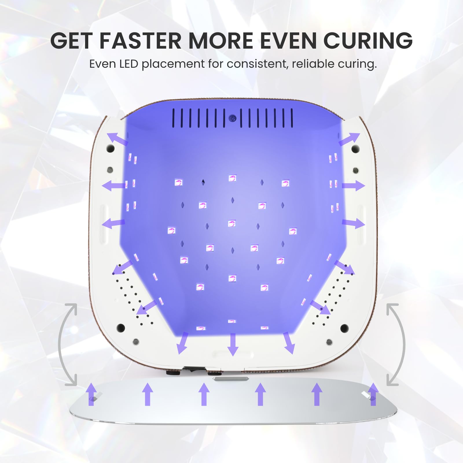 Lavinda UV LED Nail Lamp large curing space fits five nails at once.