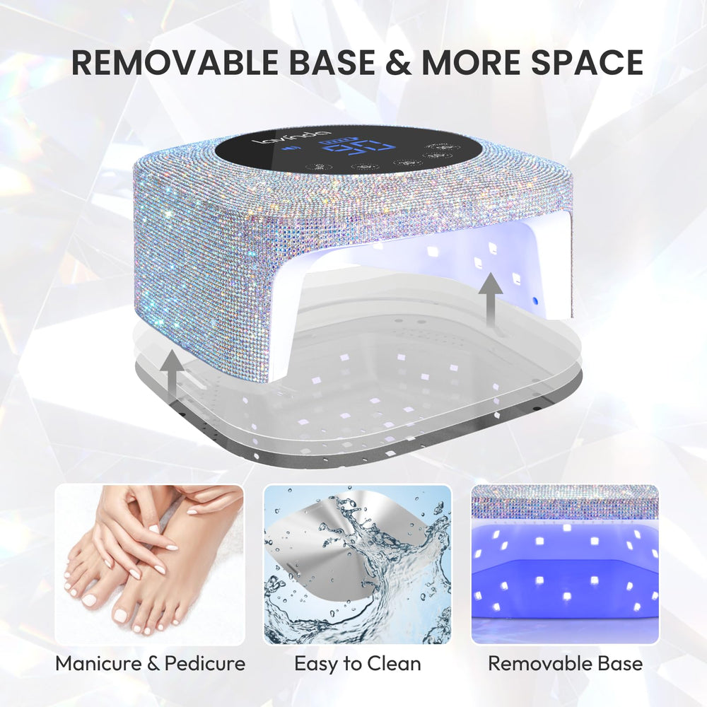 Lavinda UV LED Nail Lamp rechargeable battery delivers cordless portability.