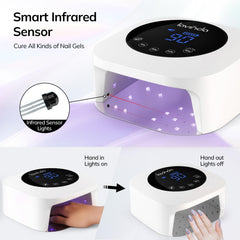 Lavinda UV LED Nail Lamp wide curing space fits five fingernails.