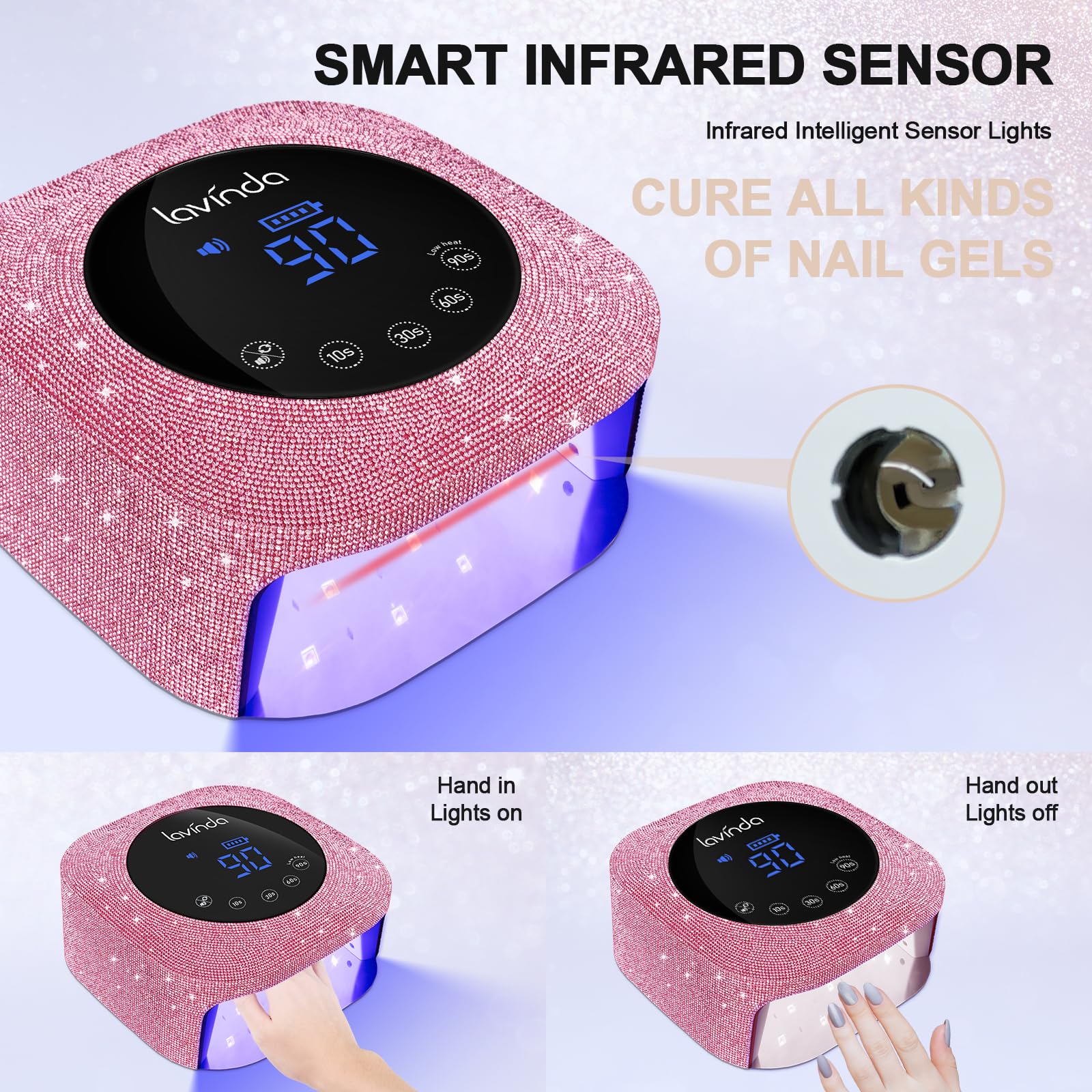 Lavinda cordless rechargeable nail lamp ideal for on-the-go manicures