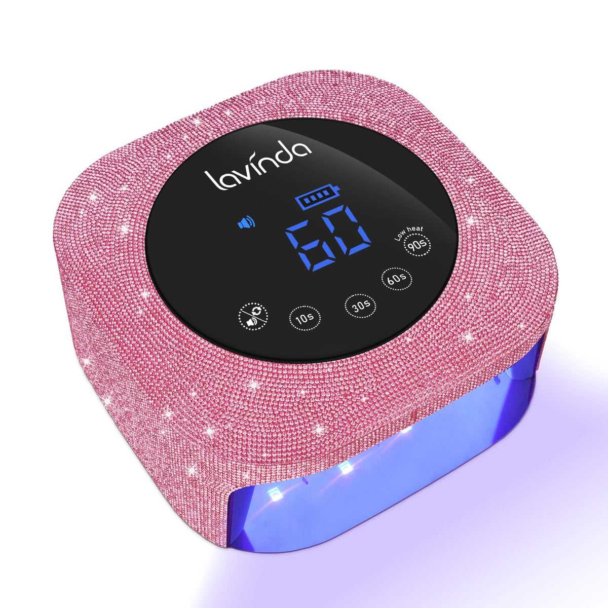 Lavinda UV nail lamp front view for quick gel cures with cordless convenience