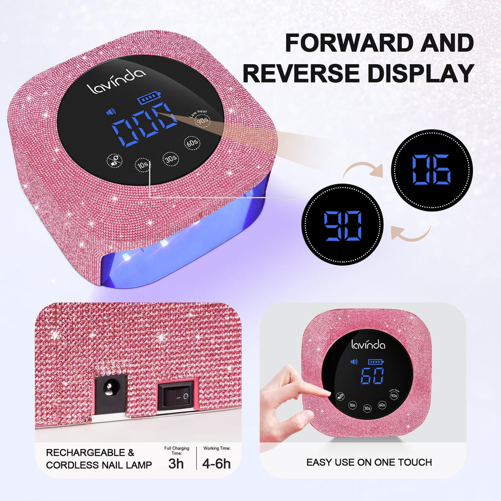 Lavinda UV lamp with large curing area fits five nails comfortably