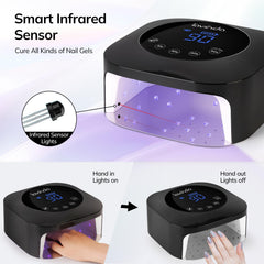 Cordless rechargeable design for curing anywhere without cords.