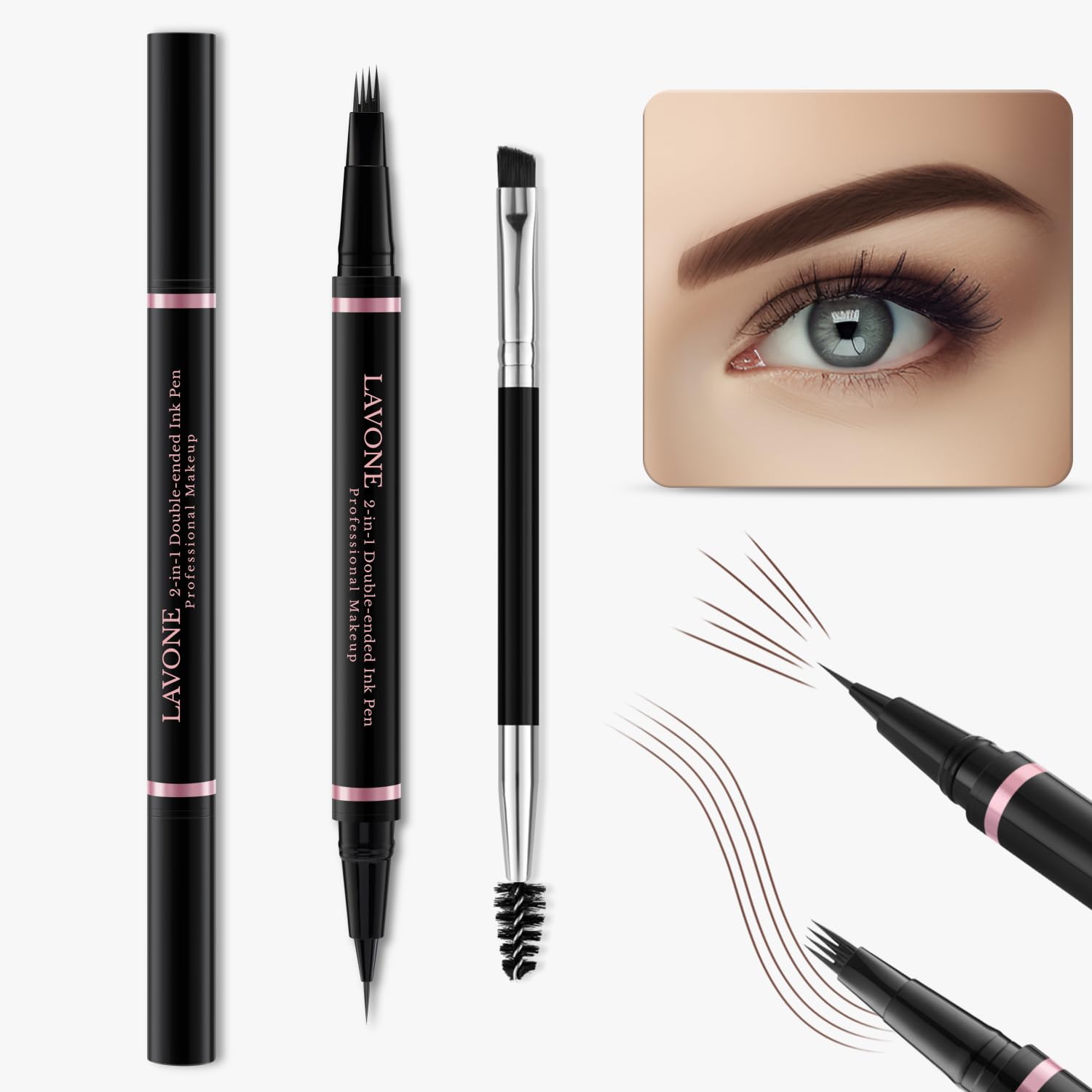 LAVONE pomada para cejas café oscuro fija el color todo el día.