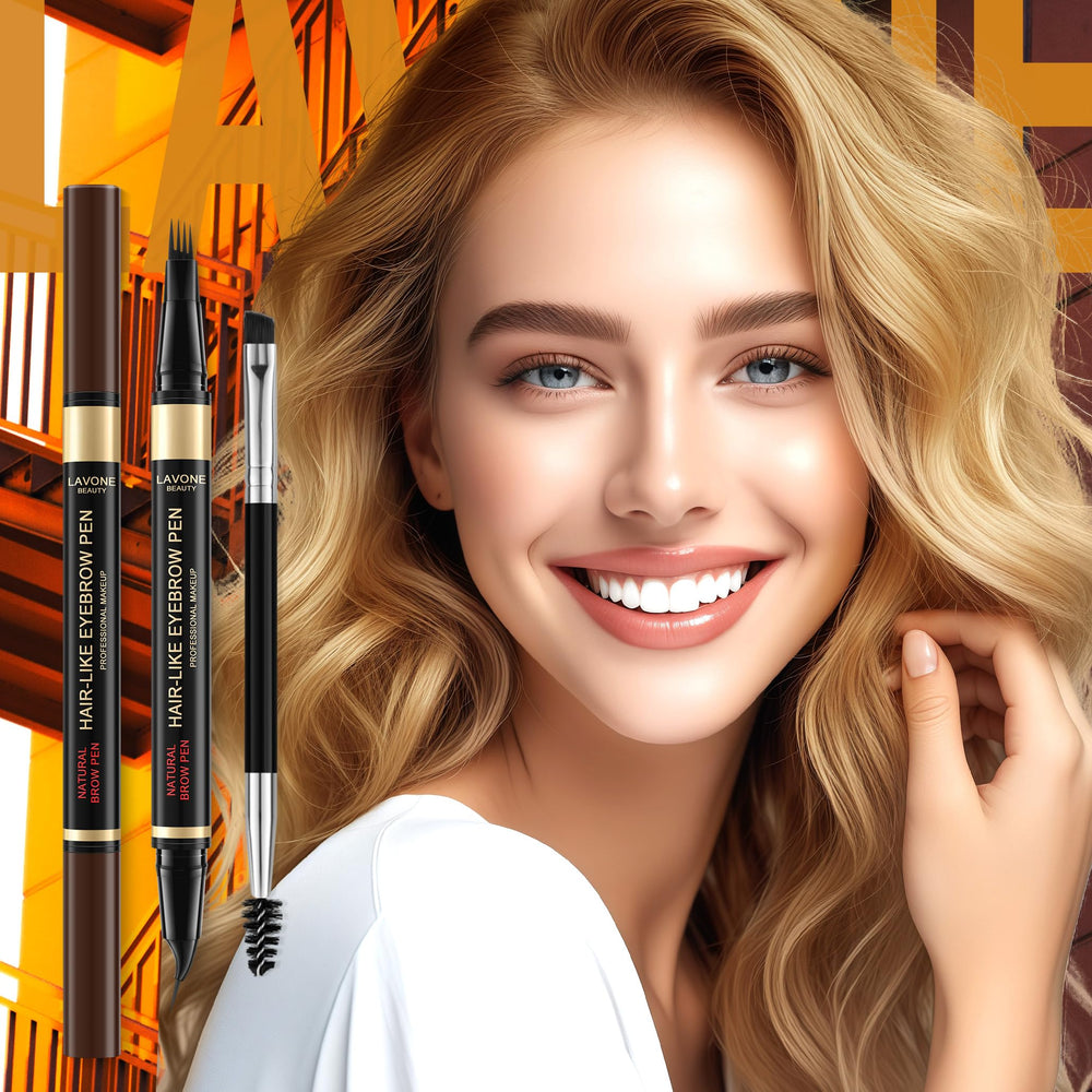 LAVONE Dual-ended brow brush included for seamless blending.