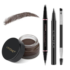 LAVONE kit cejas 2 en 1 con lápiz microblading para definición natural.