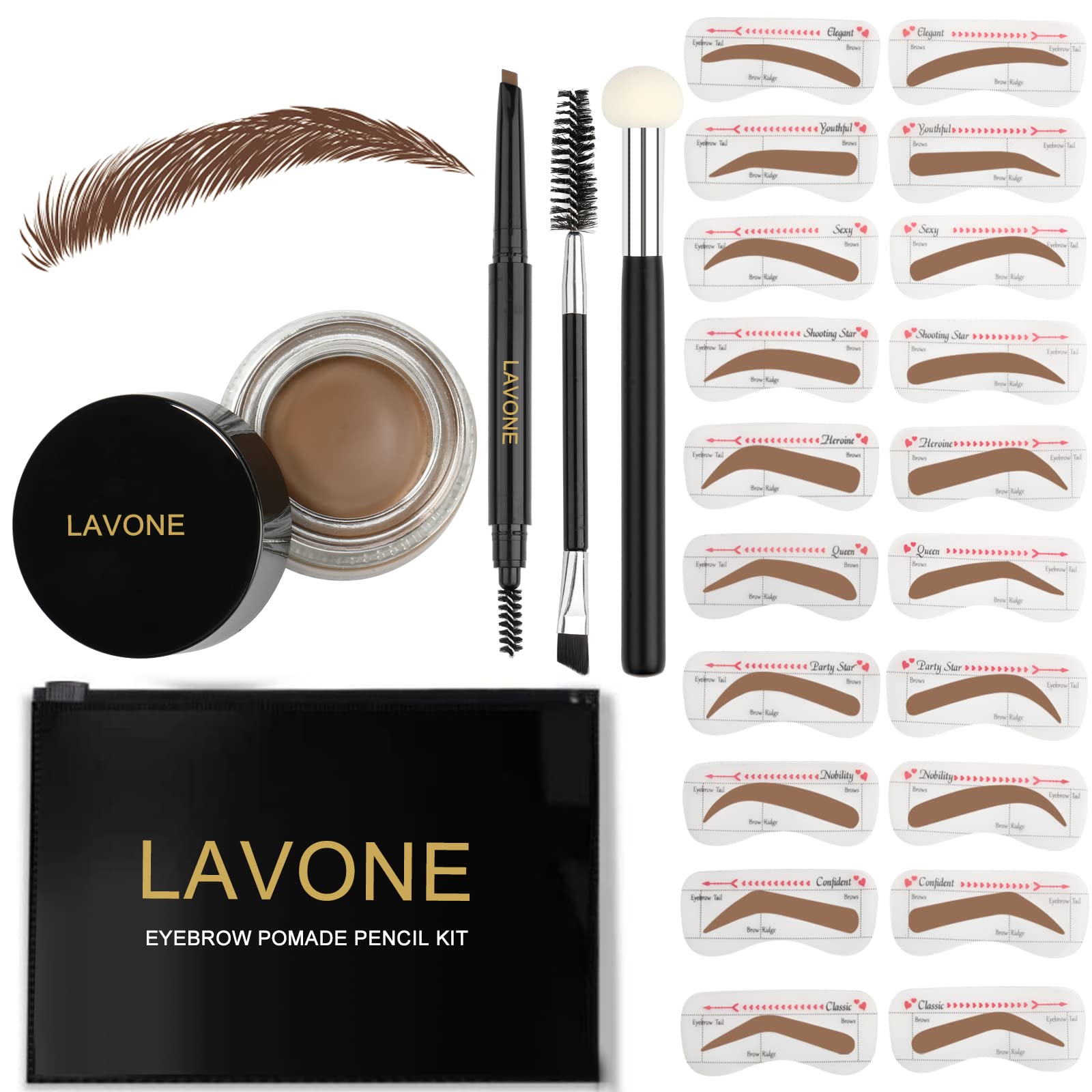 LAVONE kit estencil cejas frente: definición rápida y simetría al instante.