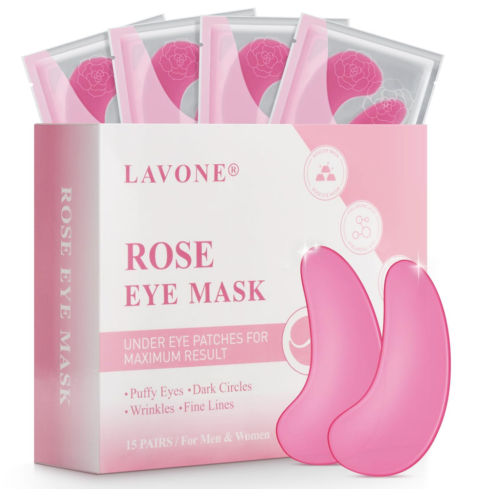 Parche ocular LAVONE con rosas, 15 pares para hidratación suave alrededor de los ojos.