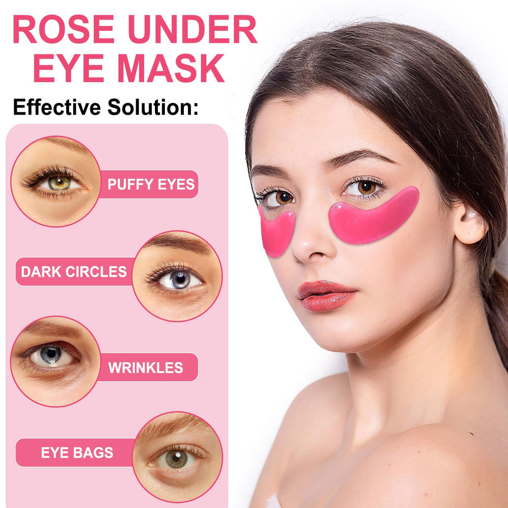 Parches oculares LAVONE rosas, textura hidratante para una mirada más fresca.