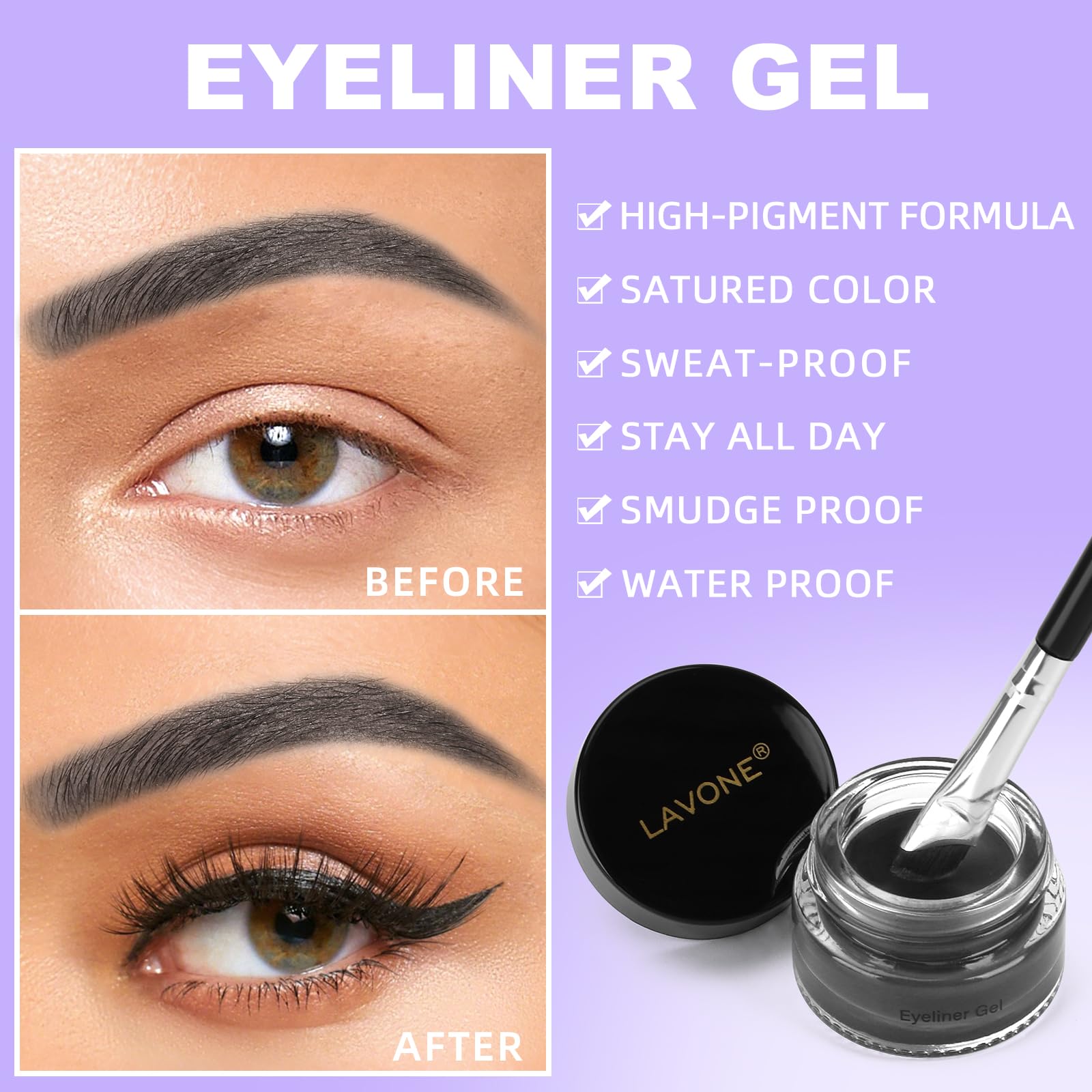 Pincel angular lavone para delineado preciso y suave.
