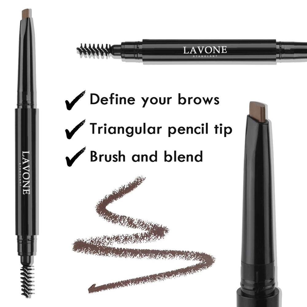 LAVONE pomada para cejas marrón oscuro aporta color duradero.