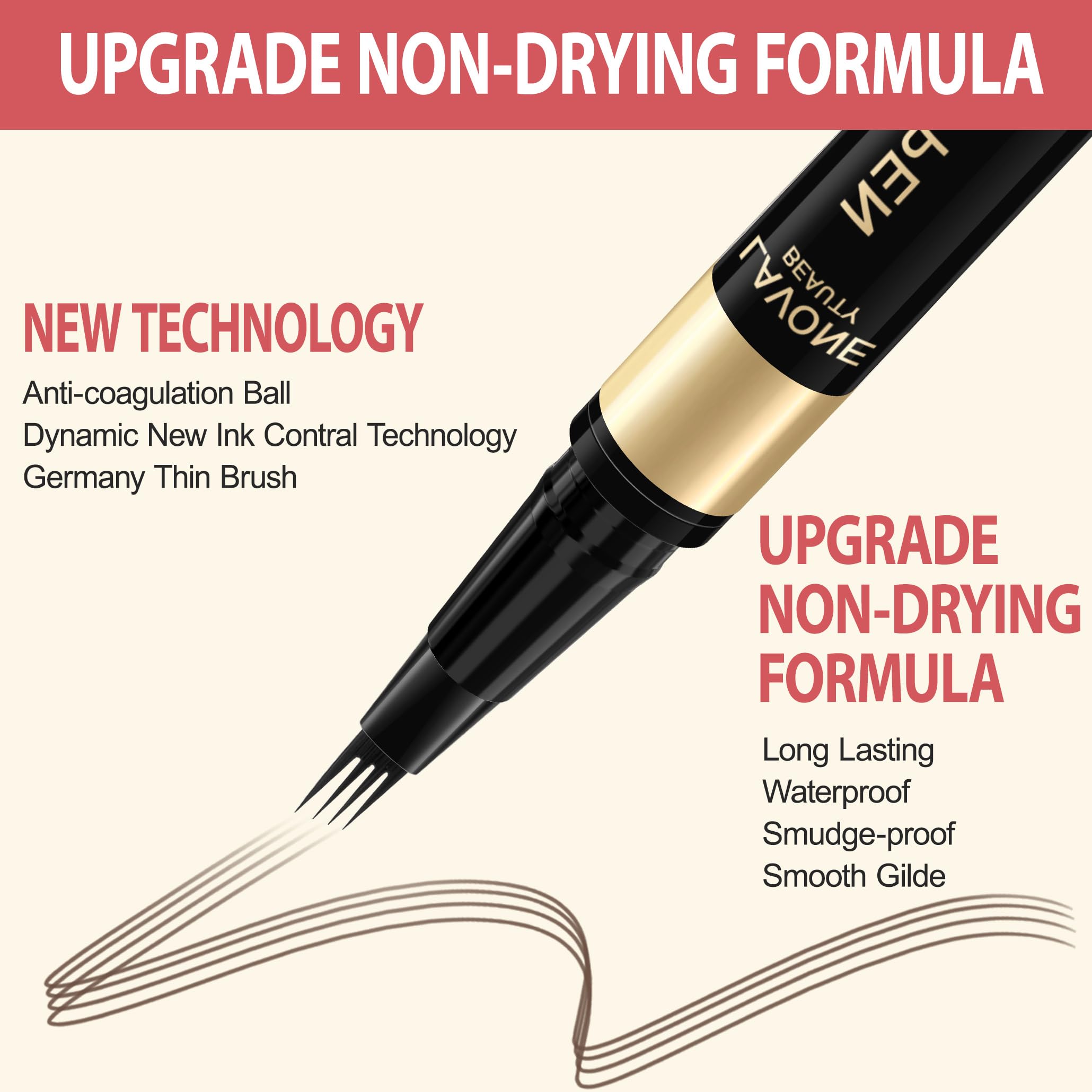 LAVONE Waterproof formula stays put all day, smudge-proof.