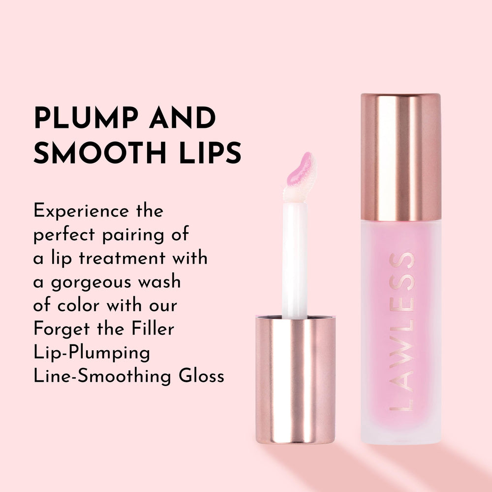 Lawless Forget the Filler shade strawberry milkshake swatch on lips