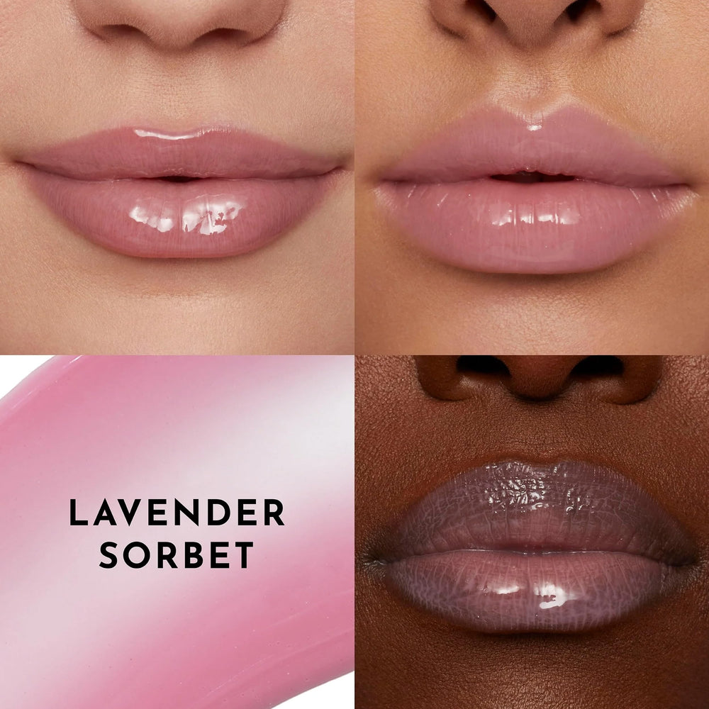 Lawless Forget The Filler Lip Plumper Line Gloss ingredients closeup shows MAXI-LIP, shea butter, rosehip oil.
