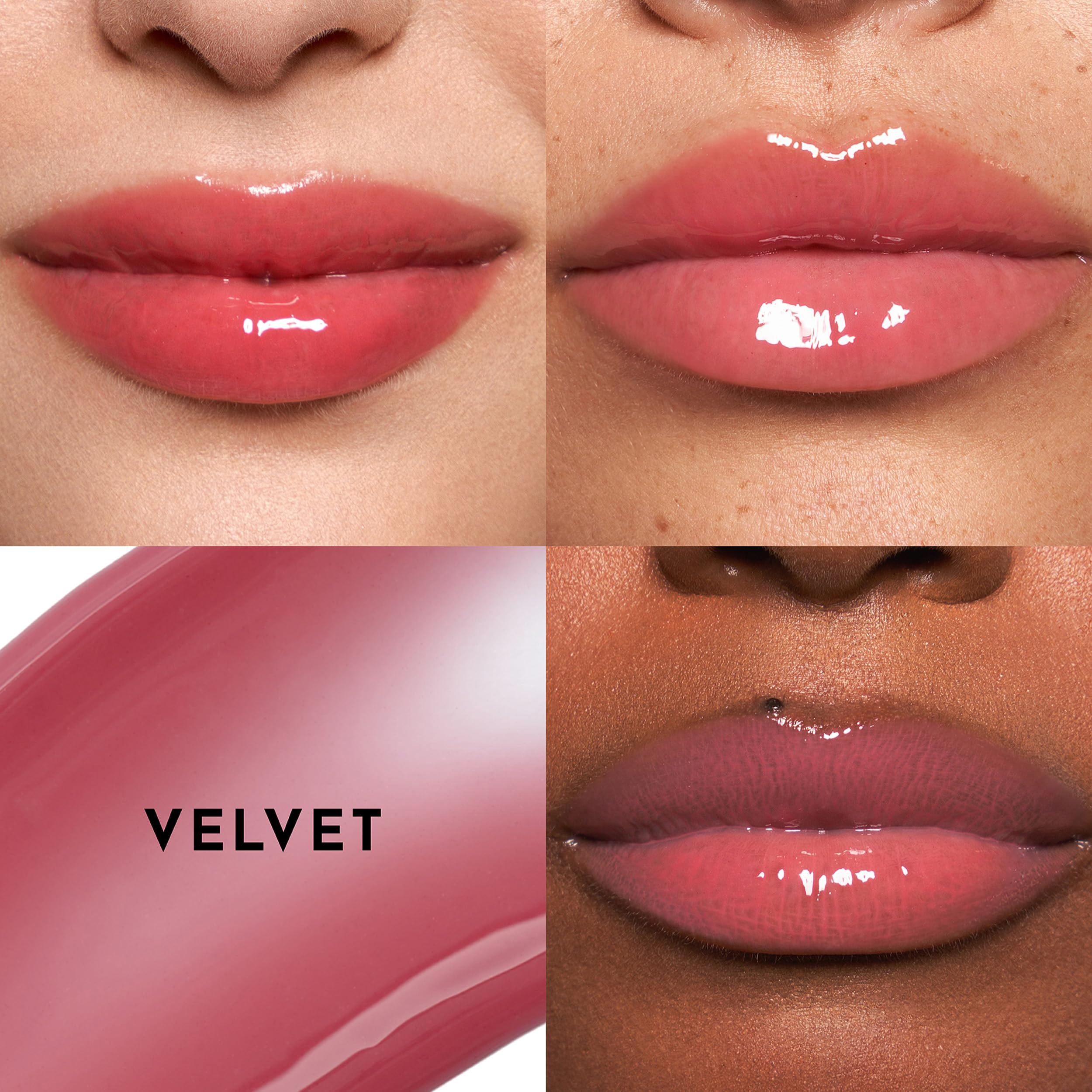Lawless Forget The Filler lip plumper gloss layered over lipstick for glassy shine and added plump look.