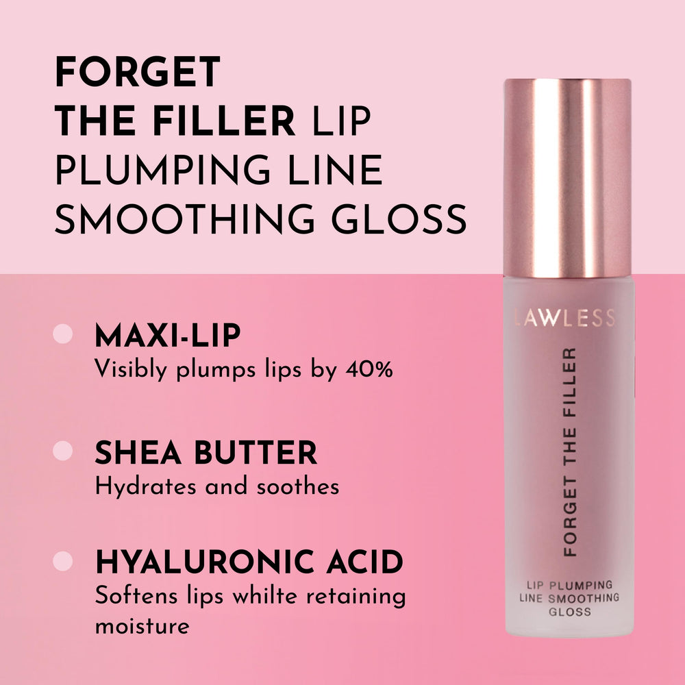 Lawless Forget The Filler lip plumper gloss packaging showing premium design for daily application.