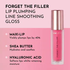 Lawless Forget The Filler lip plumper gloss Pink color with glassy shine.
