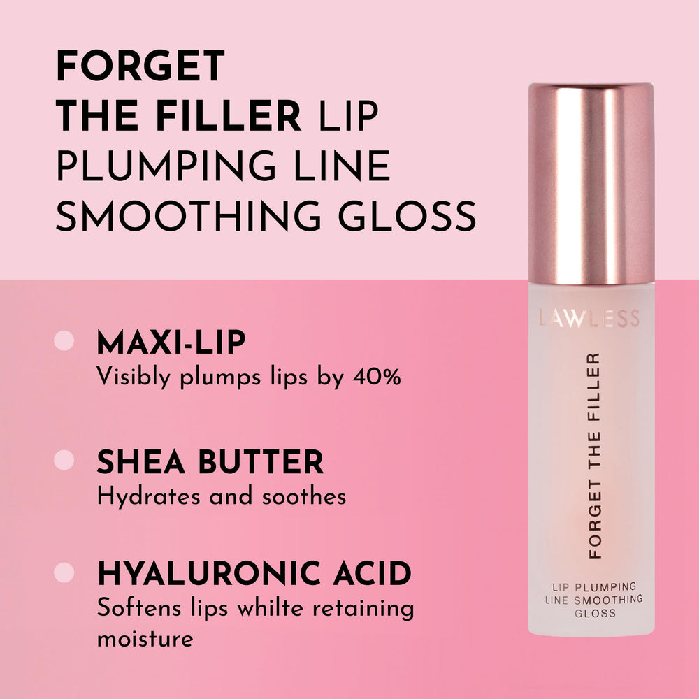 Lawless Forget The Filler Lip Plumper Line Gloss Rosy Outlook applicator ready for precise application