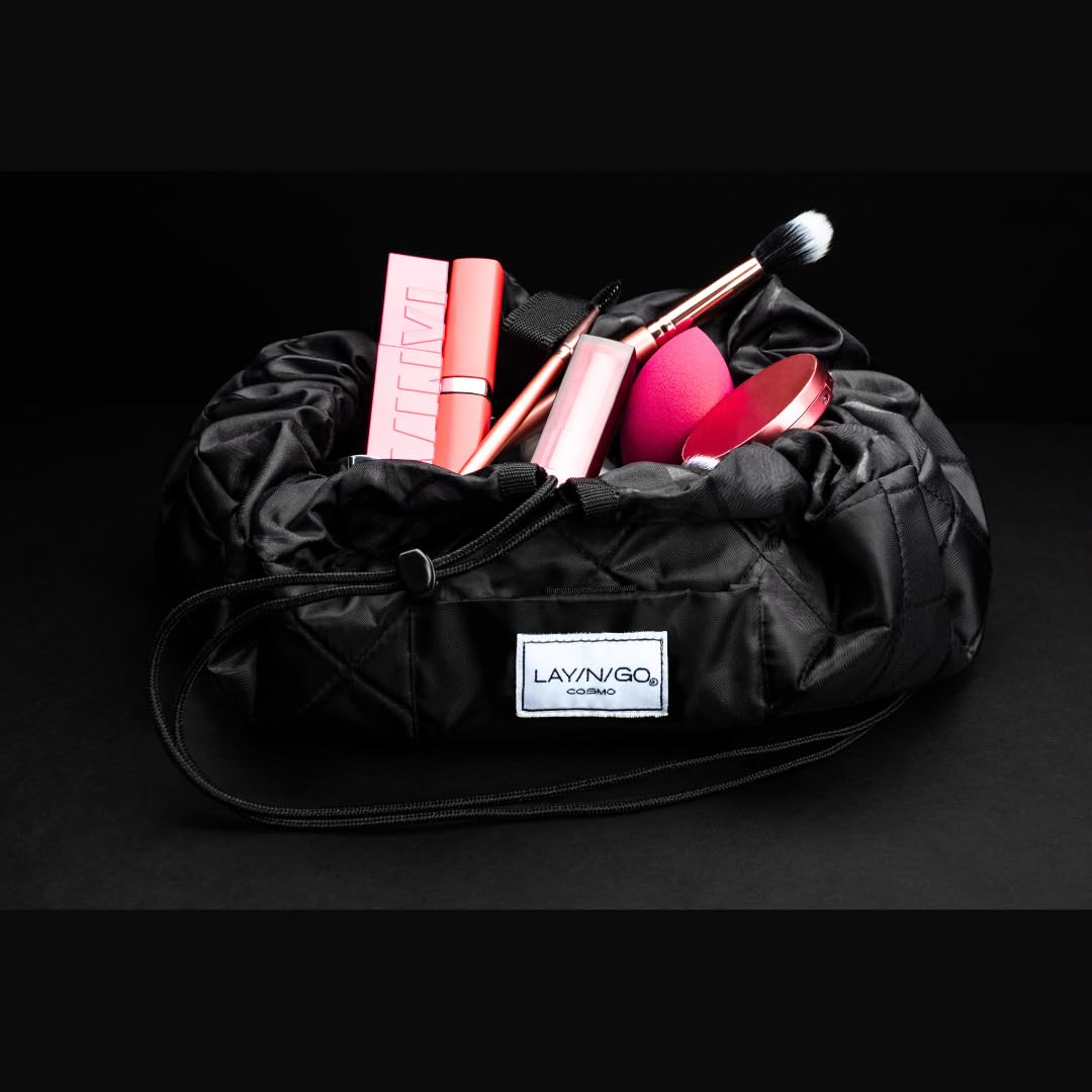 Cosmo bag shows zip pocket for securing small items during transit