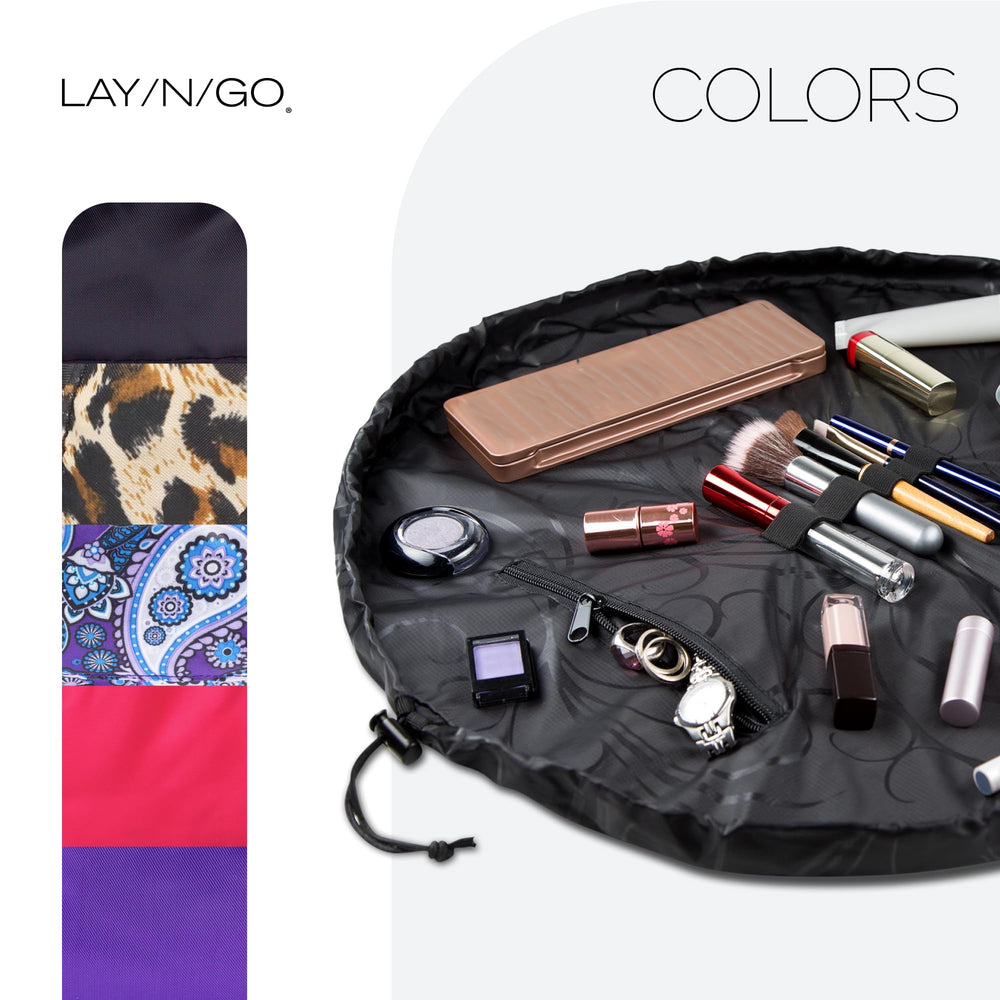 Lay-n-Go Cosmo holds full-size cosmetics and toiletries