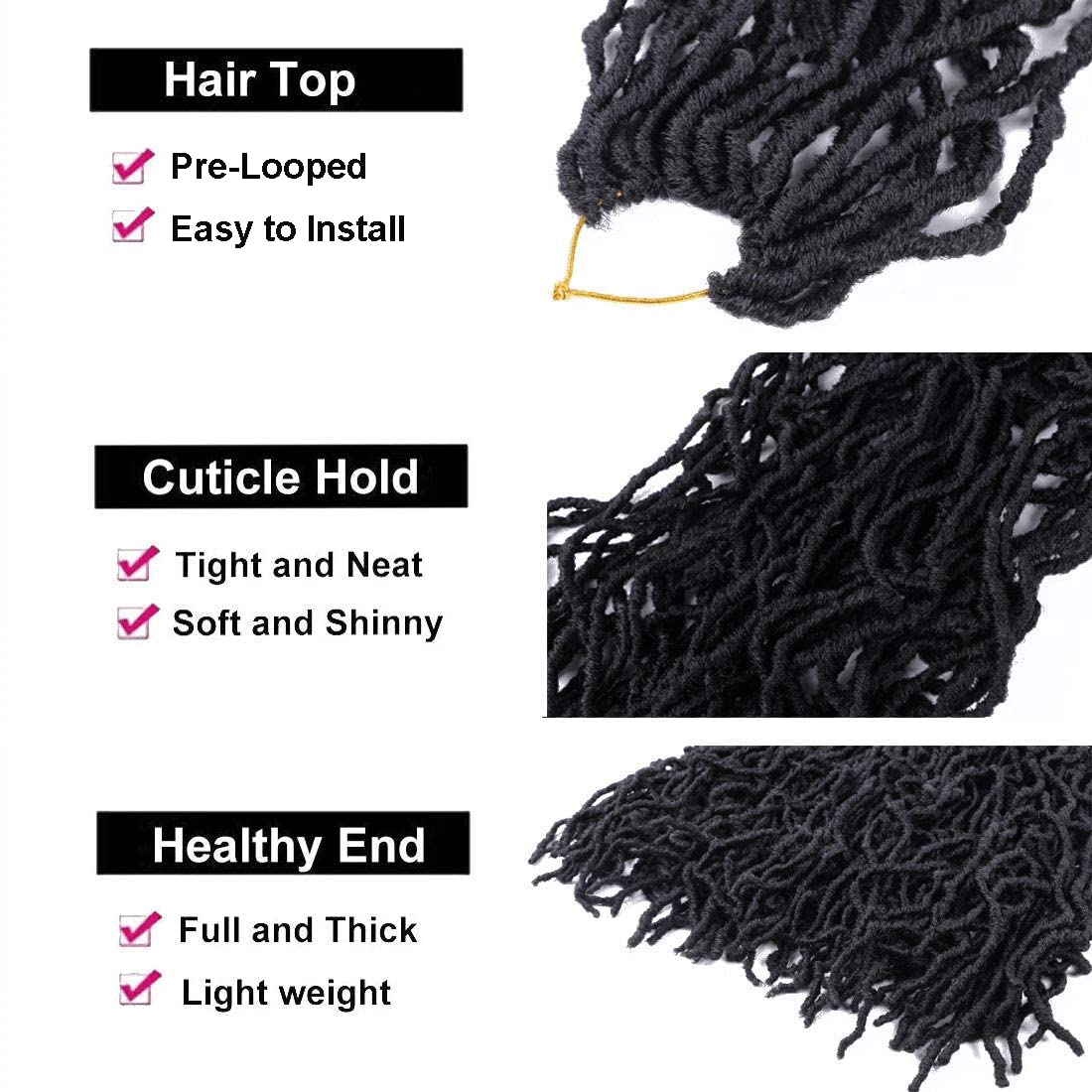 Layashow easy-install pre-looped crochet hair, ideal for beginners.
