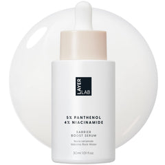 Layerlab Barrier Boost Serum bottle with easy pump for precise application.