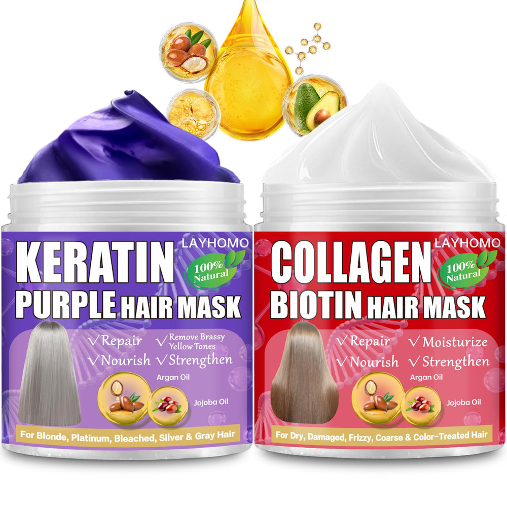 Layhomo mascarilla purpura cabello keratina: suavidad y color más uniforme