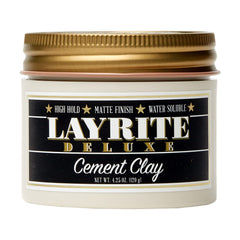 Layrite Cement Clay front view highlights extreme hold with a clean matte finish.