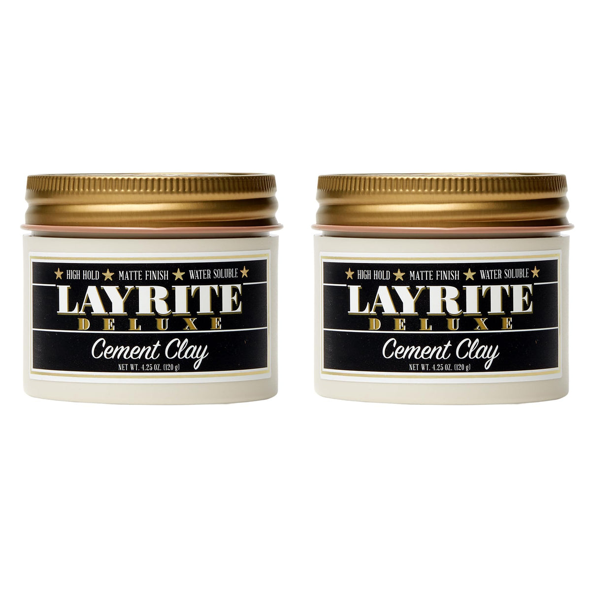 Layrite Deluxe Cement Clay bottle front view shows all-day hold with matte finish.