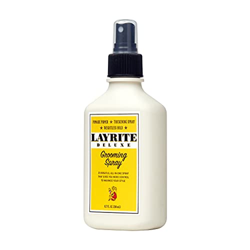 Layrite Grooming Spray: aplicación en el cabello para volumen ligero y control.