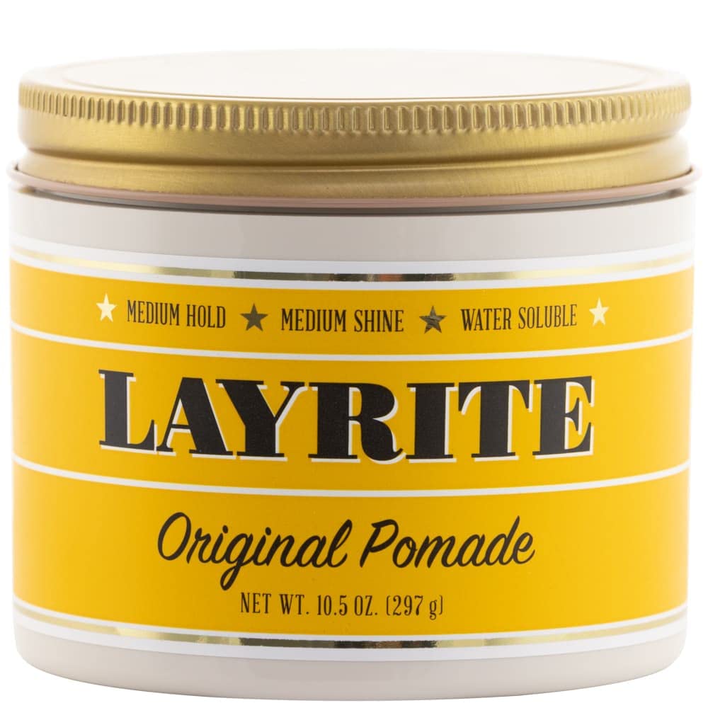 Layrite Original Pomade bottle on a counter for easy daily styling.
