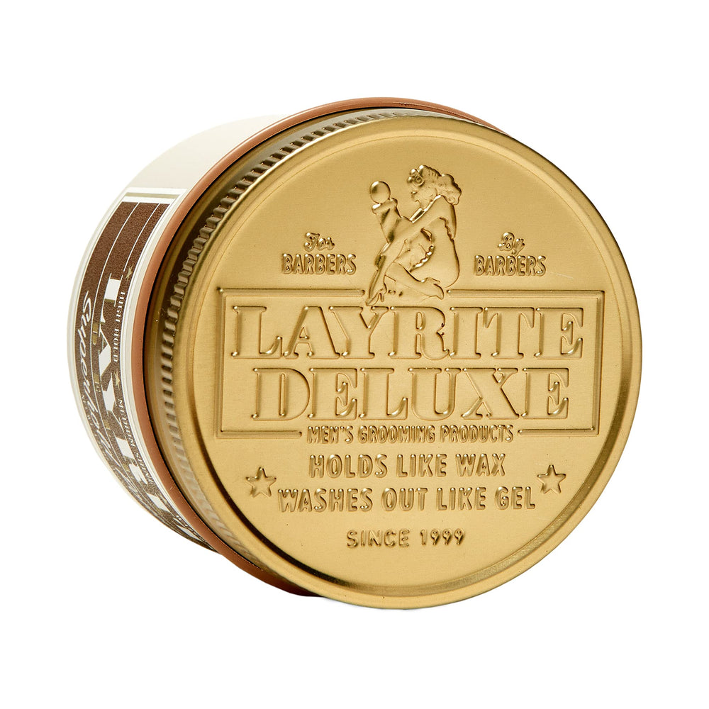 Layrite Superhold Pomade orange packaging with signature cream soda scent