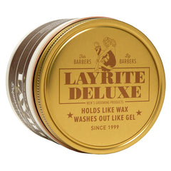 Texture on finger from Layrite Super Hold Pomade demonstrates grip for volume.