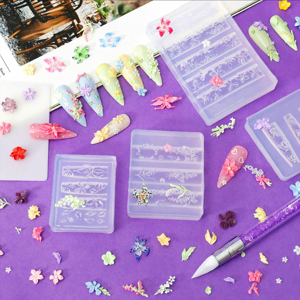 Laza 3D flower details enable layered, eye-catching nail designs.