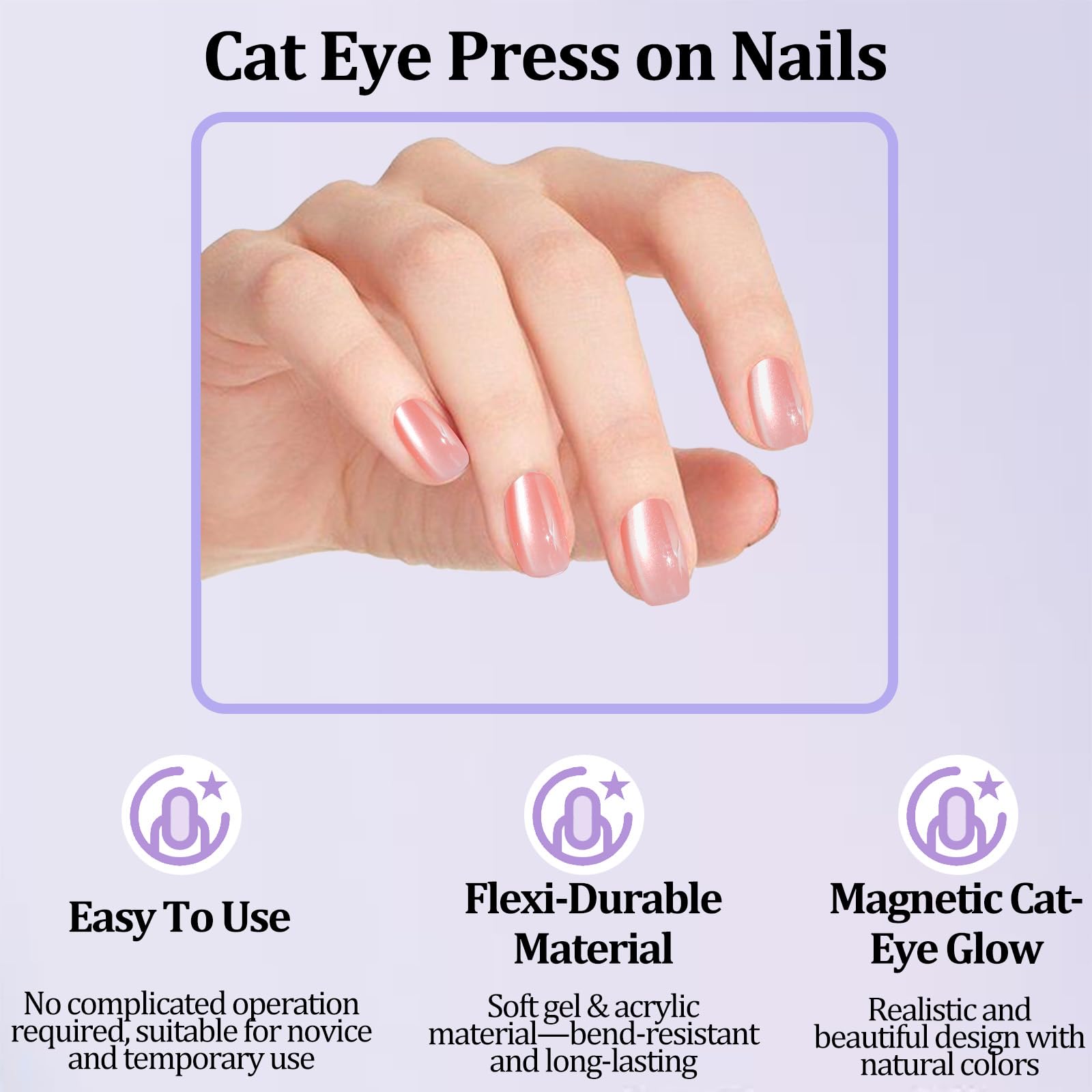 Laza cat eye nails with 30 pieces per color for abundant styling options.