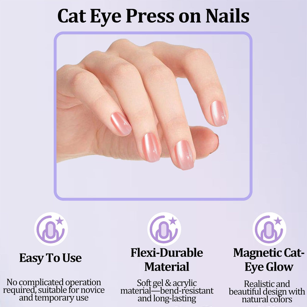 Laza cat eye nails with 30 pieces per color for abundant styling options.