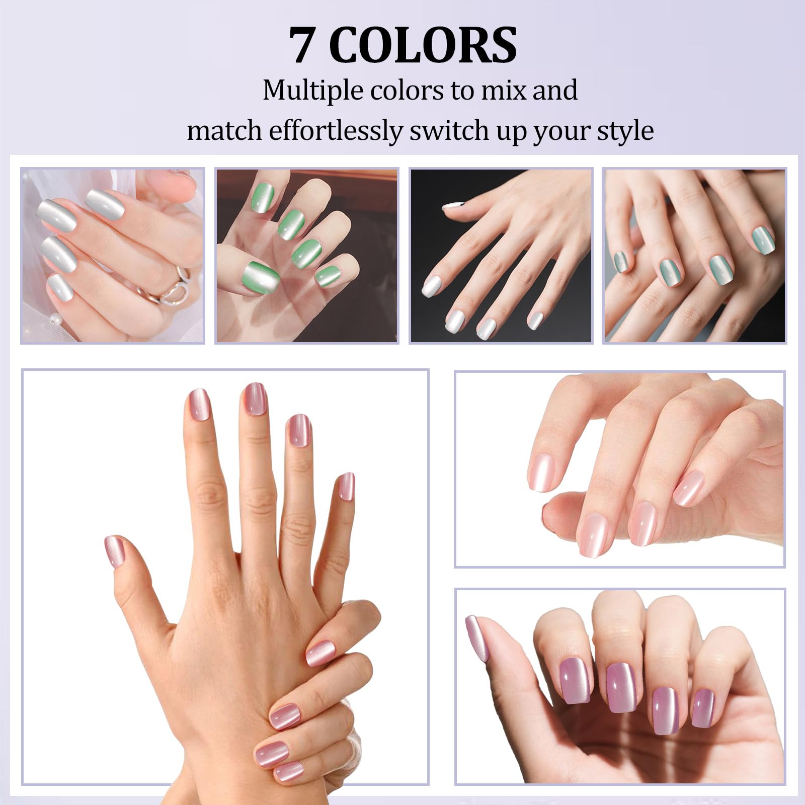 Laza Cat Eye Nails easy-apply steps facilitate salon-like results at home.