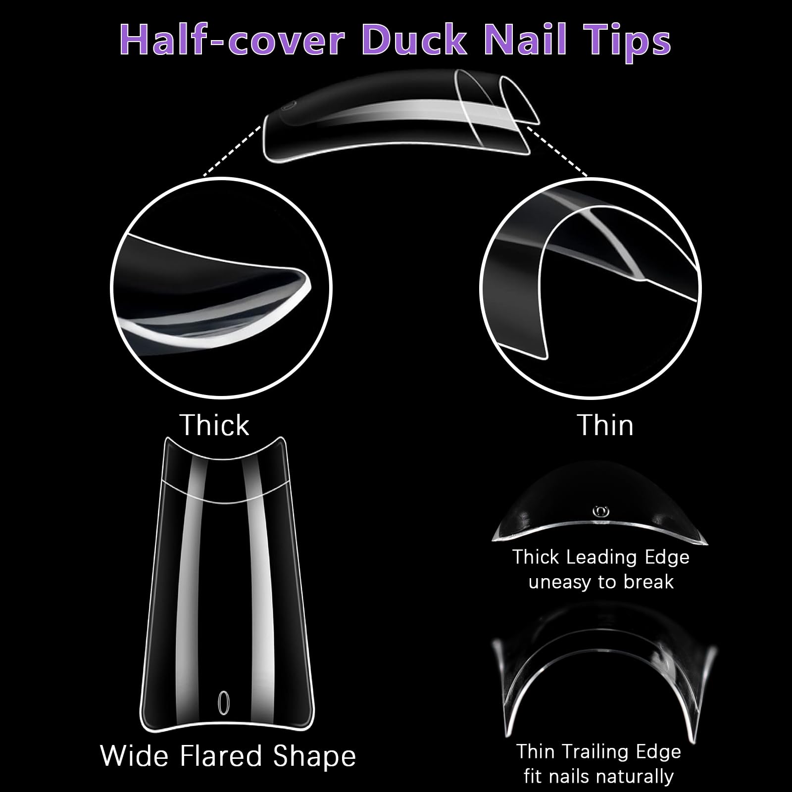 Laza duck nail tips easy-application end for natural nail fit