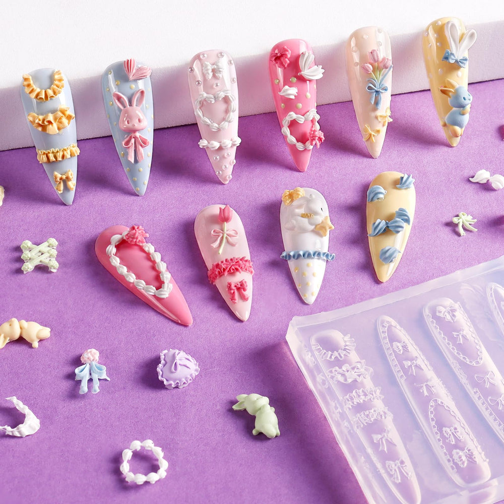 Laza rabbit charm mold offers cute 3D accents for stylish nail designs