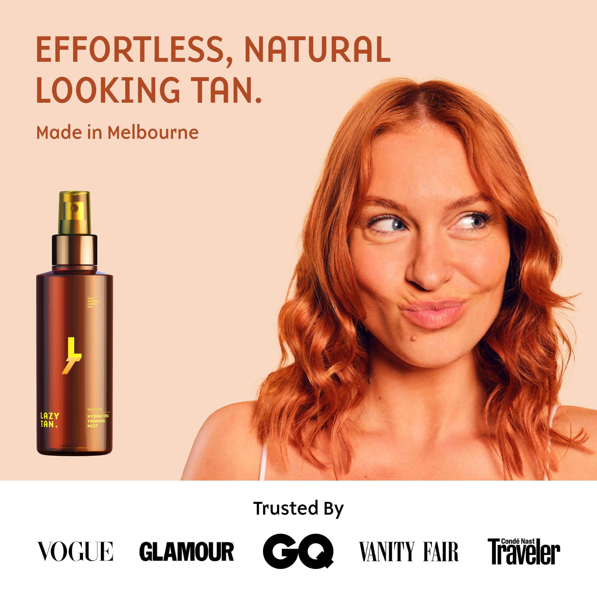 Lazy Tan Face Tan Mist spray on skin for even, natural-looking coverage.