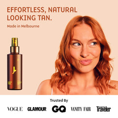 Lazy Tan Face Tan Mist spray on skin for even, natural-looking coverage.