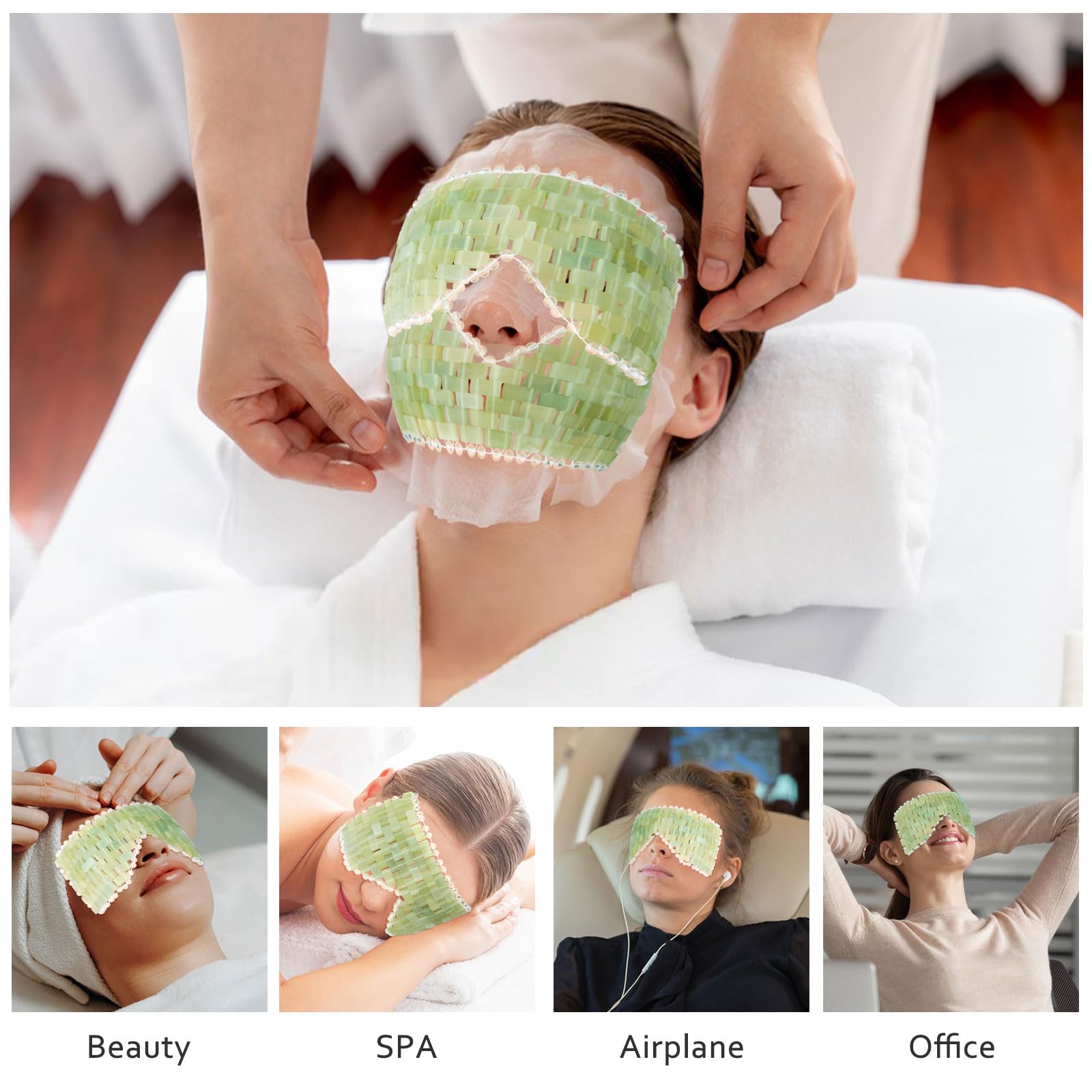 LazyGa Jade Eye Mask dos piezas cuentas de jade alivian la hinchazón