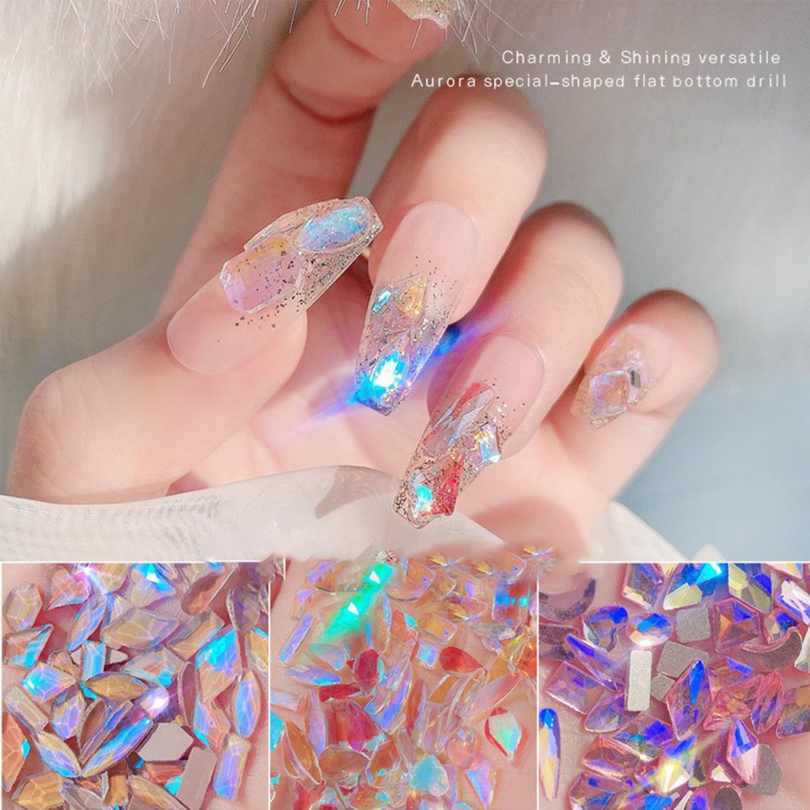 LBPEPAMZ Aurora iridescent crystals add sparkle to nails
