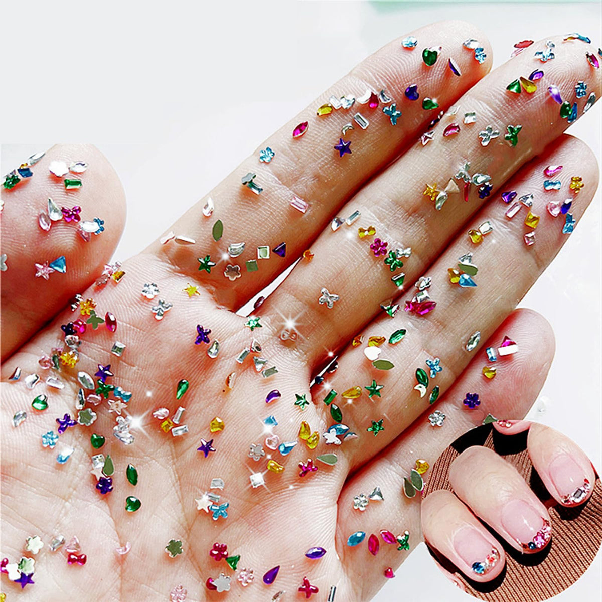 LBPEPAMZ colorful rhinestones nail art with heart, star, and flower shapes for chic DIY nails