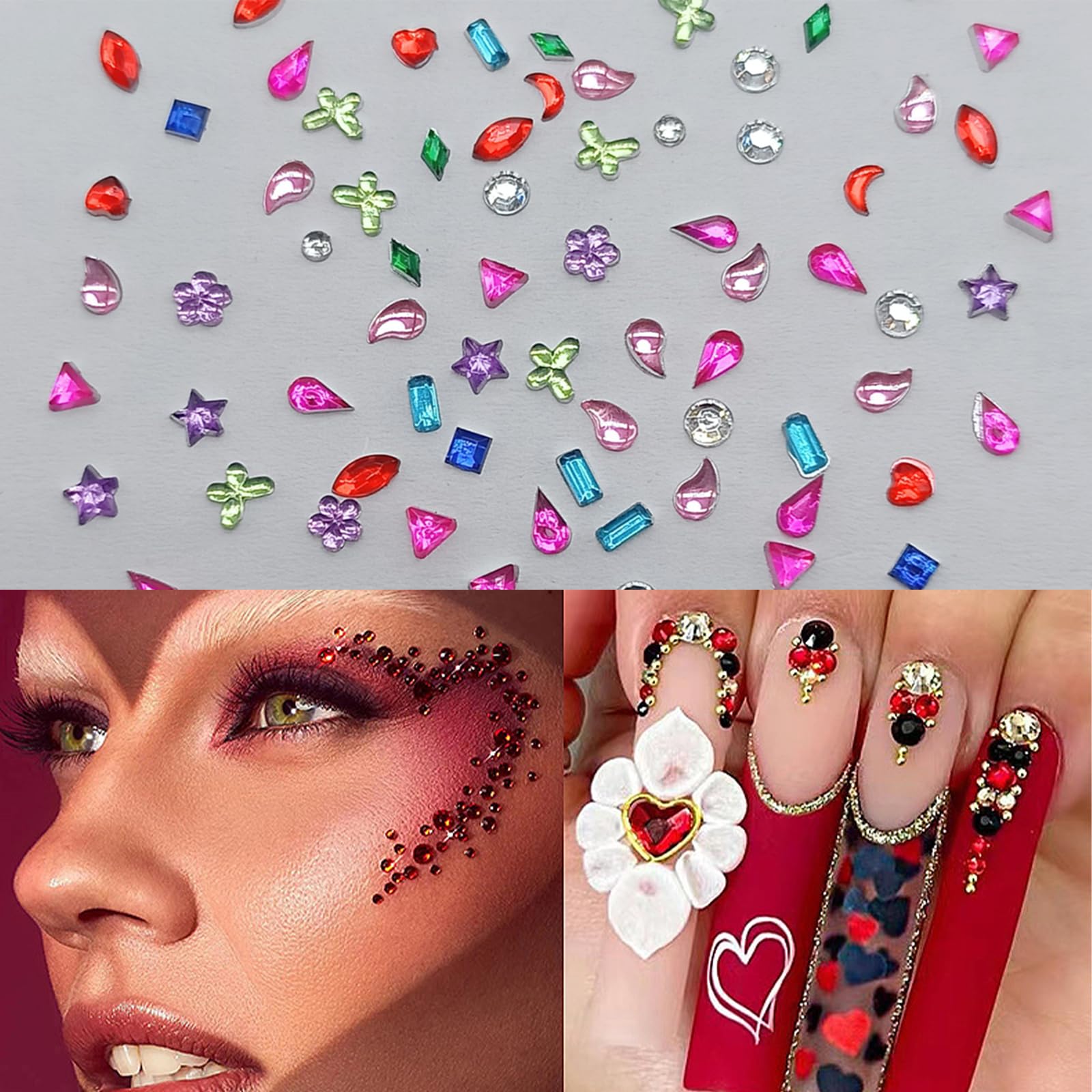 LBPEPAMZ multi-shape rhinestones inspire cute, kawaii nail looks for everyday wear